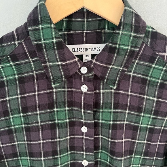 Elizabeth and James Plaid Flannel Button Down in Green/Blue - Picture 2 of 8
